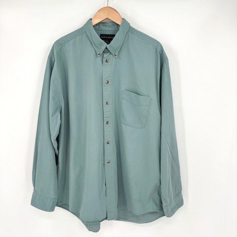Croft & Barrow  Seafoam Green Cotton Button Down Shirt Long Sleeve Mens XL